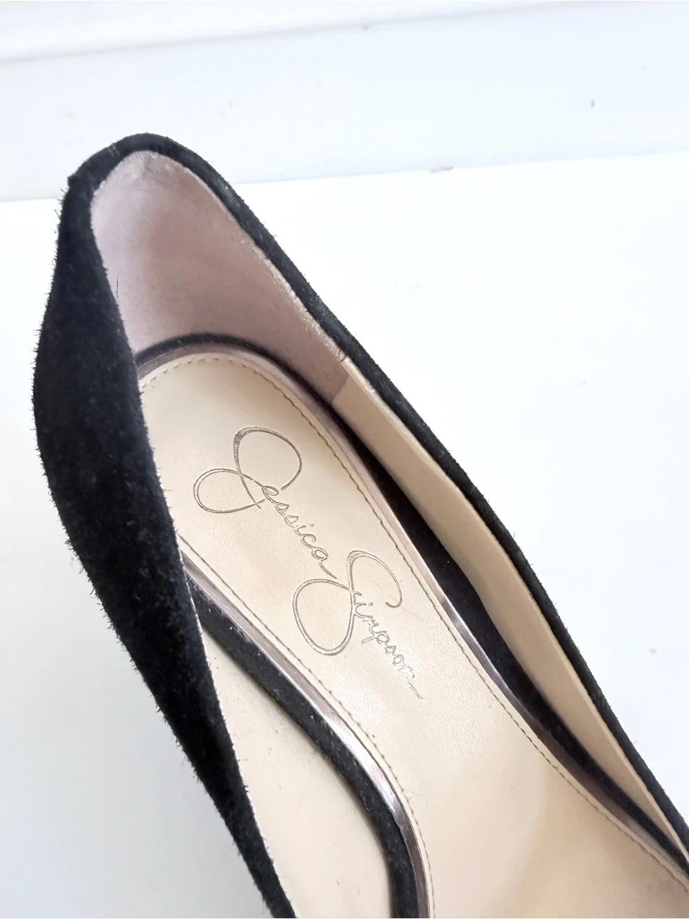 Jessica Simpson Kelli Peep Toe Platform Pumps, Black Suede, 9M 👠